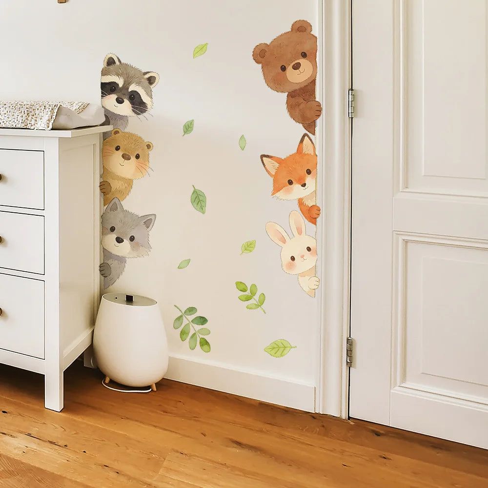 Cute Forest Animals Wall Stickers for Kids Rooms Children Boys Girls Baby Room Decoration Nursery Wallpaper Vinyl Elephant Lion