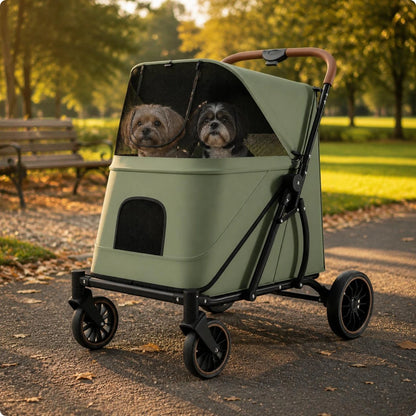 Large Dog Stroller Swivel Wheels Foldable Pet Stroller Pet Travel Enclosed for Other Pets, Outdoor Walking, Transport
