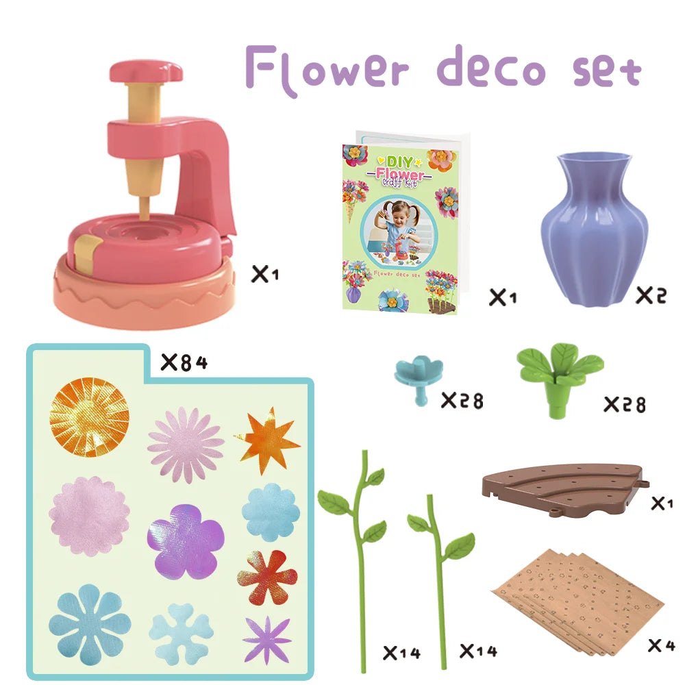 DIY Flower Bouquet Kit Educational Crafts Set for Kids,DIY Flower Arrangement Children's Toy Make Own Gift for Birthday Holiday