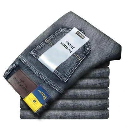 2026 Top Brand Washed Jeans Trousers Four Season Men's High Quality Jeans Business Casual High Waist Denim Pants
