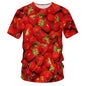 Fashionable New Fun Fresh Fruit Pattern Printed Men's T-shirt Summer Popular Harajuku Personalized Round Neck Comfortable Short