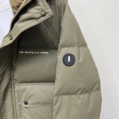 Men's Winter Down Jacket Windproof Thickened Warm Non Washable Hooded White Duck Short Down Coats Trendy Down Puffer Jackets