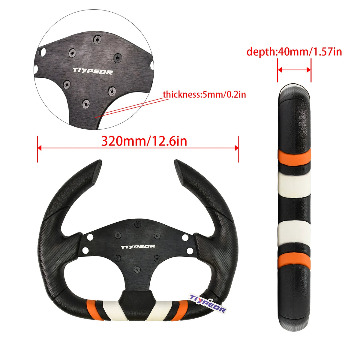 Tiypeor PU 320mm Seering Wheel for Simulate Racing Game Drift Sports Style Wheel