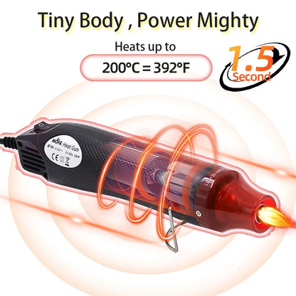 300W Hot Air Gun Portable Mini Heater for DIY Craft Embossing Shrink Wrapping PVC Multi Function Handheld Electrical Heat Tool