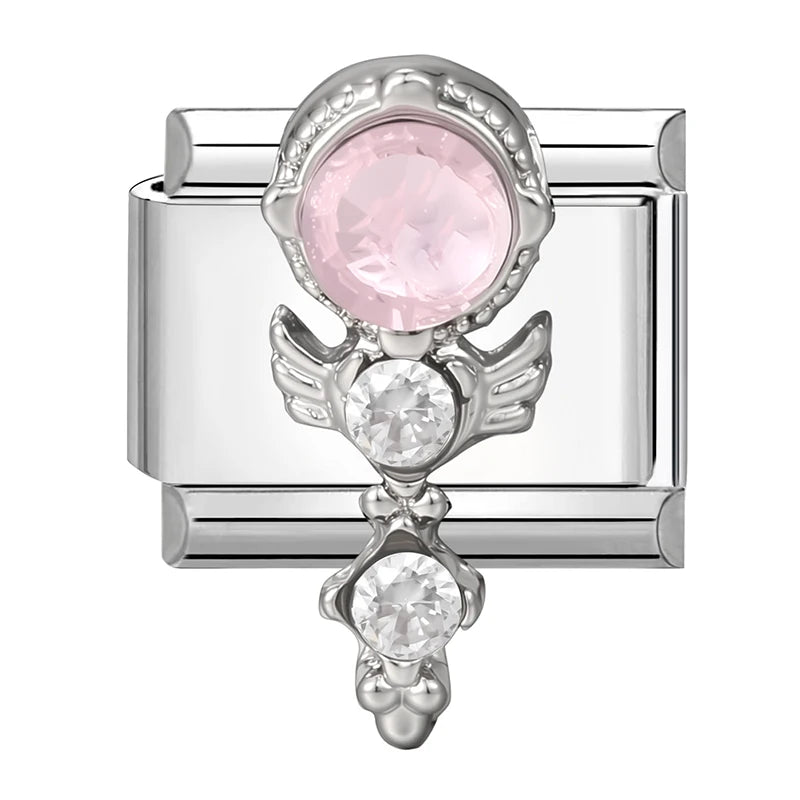 Zircon Pearl Heart Bow Candy Flower Butterfly Italian Charm Links Fit 9mm Stainless Steel Bracelet Personalized DIY Making Gifts