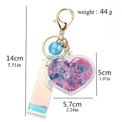 Creative Oil Quicksand Heart Keychain Fashion Trendy Bag Small Pendant Exquisite Cute Couple