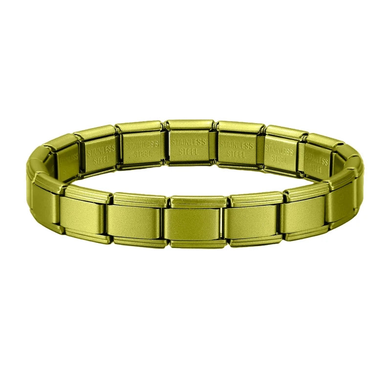 New Women's Men's Jewelry DIY 9MM Width Italian Elastic Charm Bracelet Solid Color Stainless Steel Fashion Bangle