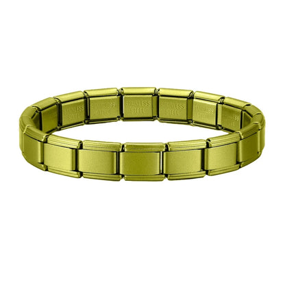 New Women's Men's Jewelry DIY 9MM Width Italian Elastic Charm Bracelet Solid Color Stainless Steel Fashion Bangle