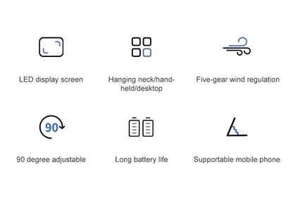 5000mAh Handheld Mini Fan Wireless USB Rechargeable Portable Digital Display Phone Holder Fan 5 Speed Foldable Neck Hanging Fans