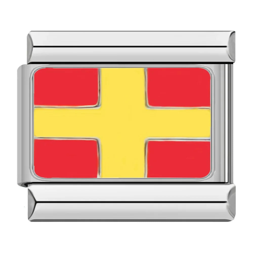 Hapiship Fashion Navy Ship International Maritime Signal Code Nautical Flag Charm Links Fit 9mm Stainless Steel Bracelet DJ391