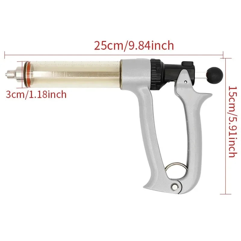 25/50ml Semi-Automatic Veterinary Continuous Syringe Animal Injection Adjustable Vaccine Syringe for Livestock Cattle Sheep