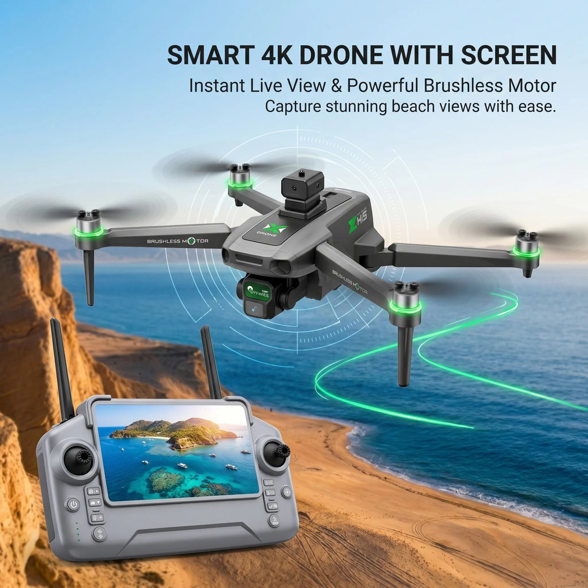 New ZH8 Drone 4KHD with Screen Brushless Flight Airdrop Foldable Large remote control Quadcopter for Aerial Photography FPV Dron
