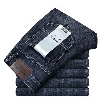 2026 Top Brand Washed Jeans Trousers Four Season Men's High Quality Jeans Business Casual High Waist Denim Pants