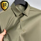 Summer shirt, men's white glossy non ironing shirt, men's wrinkle resistant ice silk casual high-end seamless business shirt