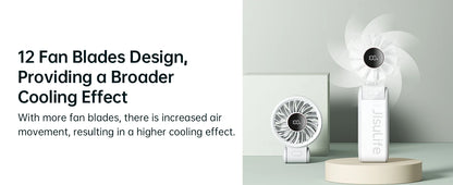 JISULIFE Portable Handheld Fan with LED Display,5 Speeds,5000mAh,150°Folded,3-IN-1 Hand/Desk/Neck Multifunction Personal Fan