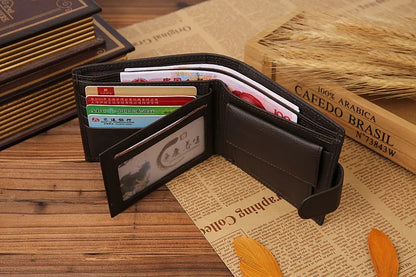 100% Genuine Leather Men Wallets Premium Product Real Cowhide Wallets for Man Short Black Walet Portefeuille Homme