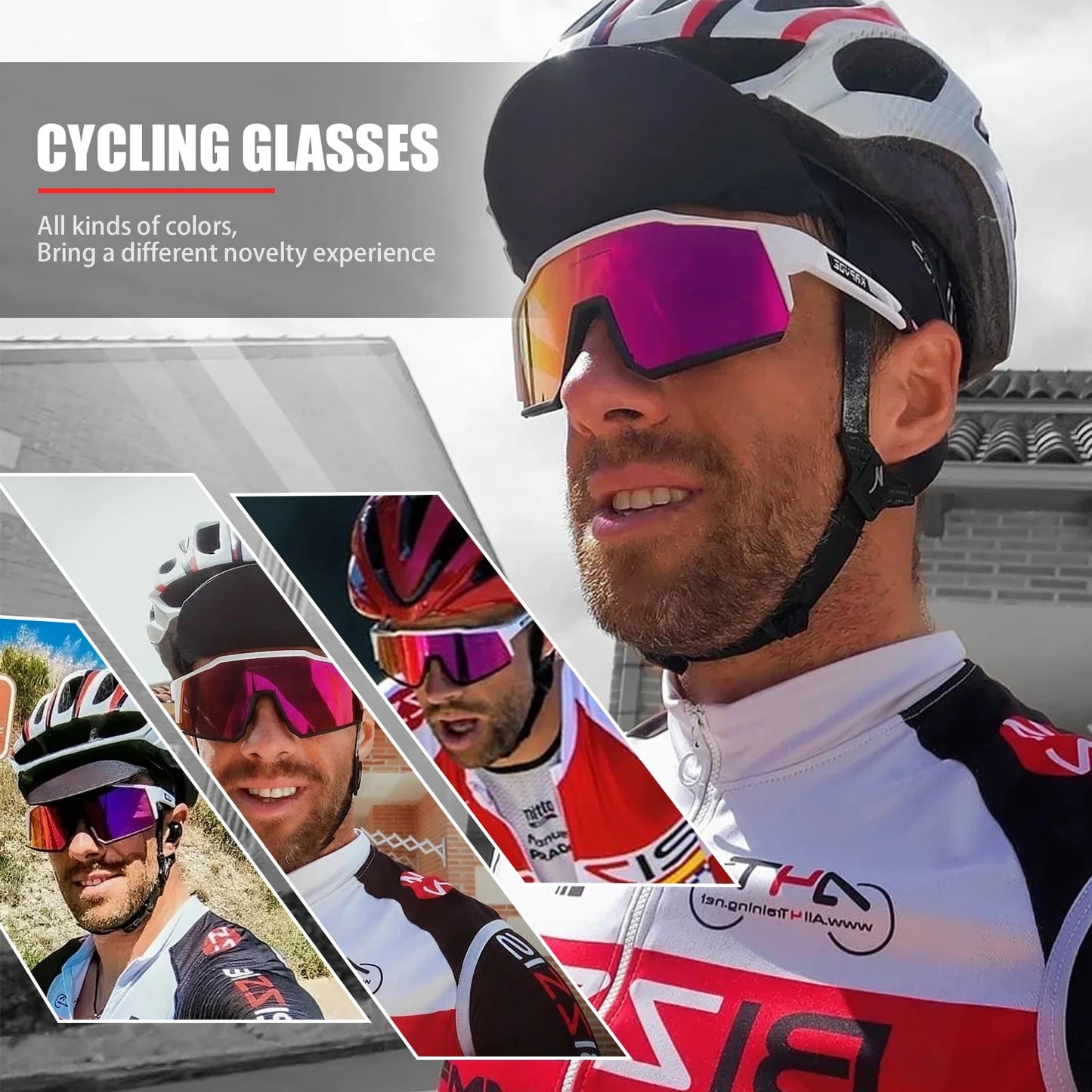 4 Lens Men Women Cycling Glasses Polarized Sport MTB Road Bike Goggles UV400 Bicycle Eyewear Fishing Running Driving Sunglasses