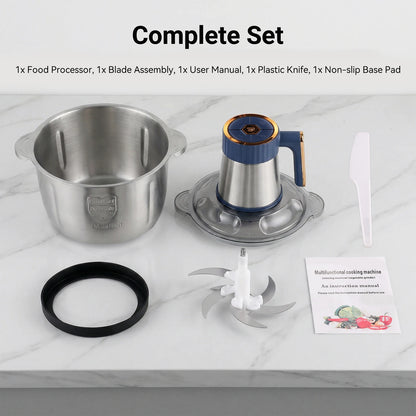 Podofo 5L Electric Meat Grinder Food Chopper Vegetable Chopper 5 Speed 6 Blades Meat Mincer Mixer Electric Dicer Stainless Steel