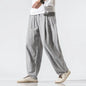 Men Clothes New Summer Japanese Casual Streetwear Harajuku Cotton Linen Baggy Pants Male Solid Oversized Bloomers Trousers M-5XL
