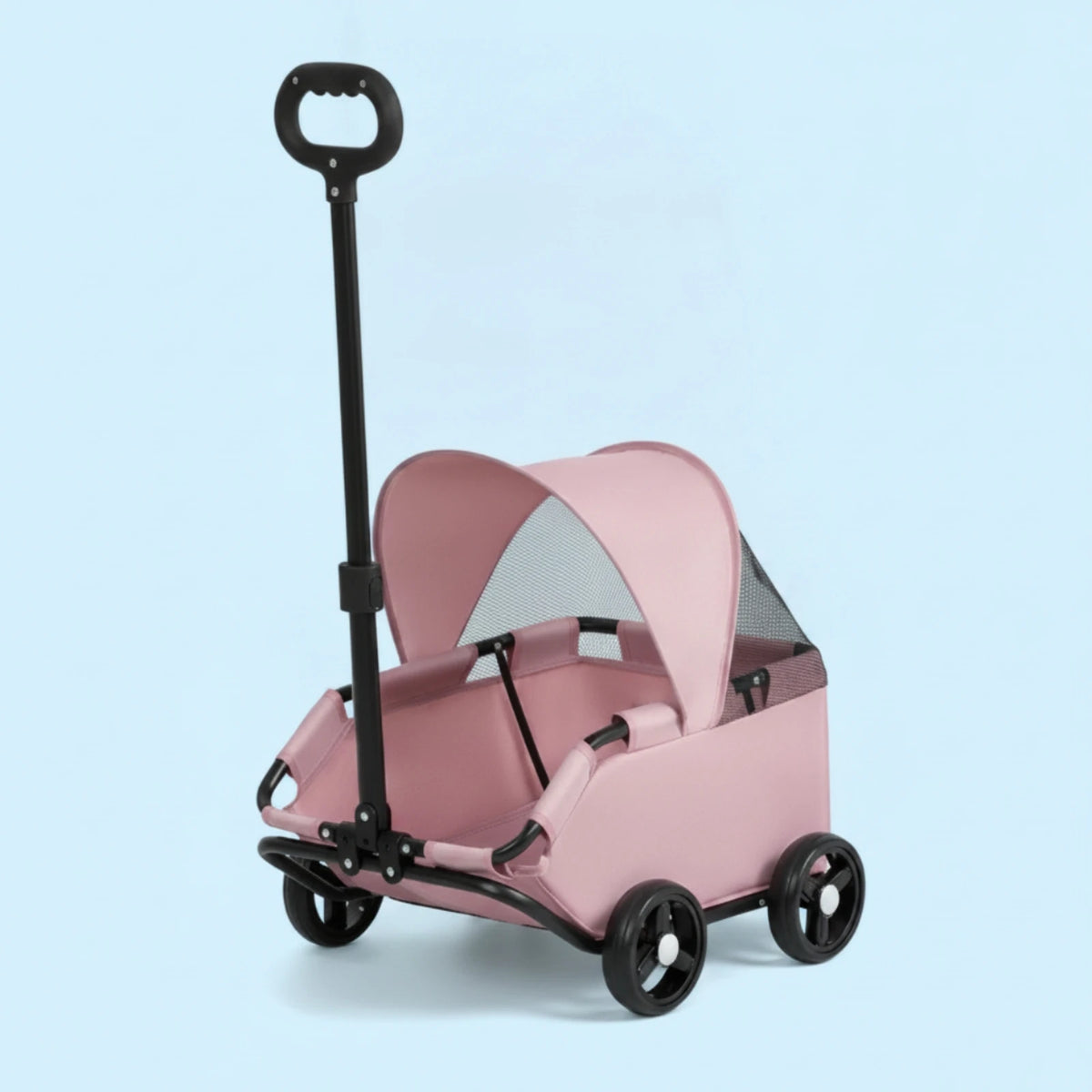 Four-Wheel Pet Stroller Compact Dog Stroller with Canopy Easy-to-Maneuver Roomy for Dogs, Outdoor Walks, Travel
