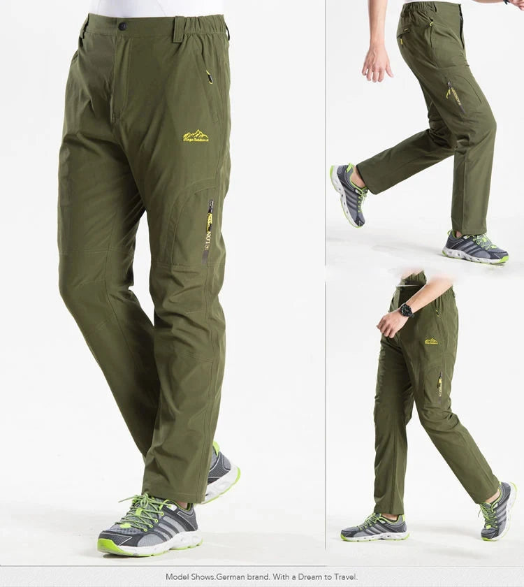 Longe Summer Quick Dry Hiking Pants Men Stretch Waterproof Tactical Pants Zipper Pockets Trousers Lightweight Fishing Pants