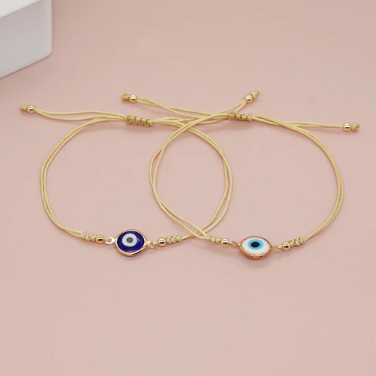 Go2boho New In Enamel Evil Eye Rope Friendship Bracelet Adjustable Women Men Kids Summer Jewelry
