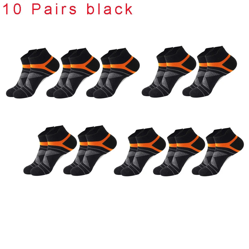 5 Pairs High Quality Socks Men Summer Outdoor Casual Cotton Socks Short Breathable Black Ankle Socks Run Sports Socks Size 38-45