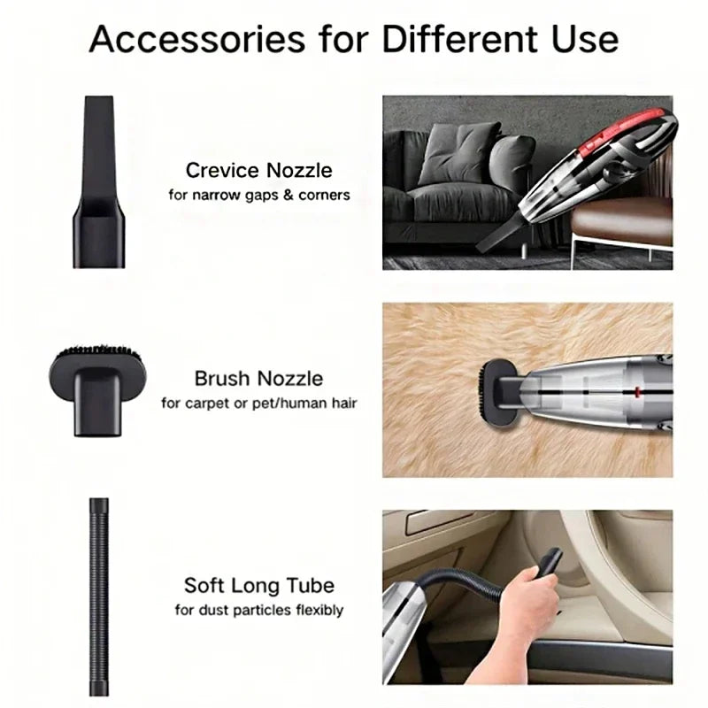 Portable Handheld Wireless Vacuum Cleaner Powerful Suction Rechargeable Cleaning Appliance Quick Charge for Car Home Pet Hair