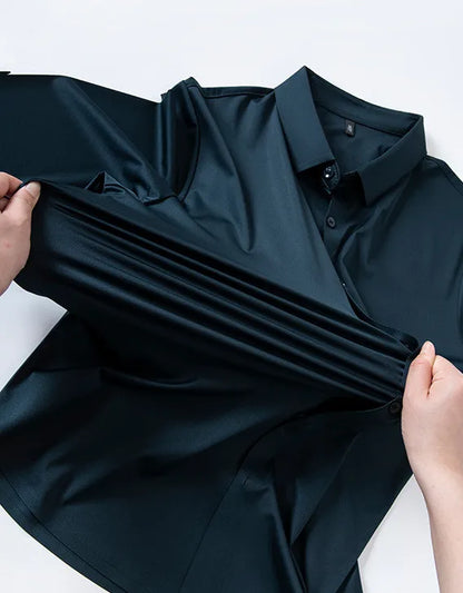 Premium Men's Ultra Stretch Dress Shirts Long Sleeve High Quality Business Formal Wrinkle-free Soft White Social Male Clothing