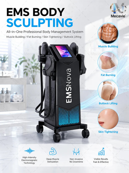 EMS 6500W HIEMT Sculpt 4Handles Non-invasive Fat Loss Muscle Build Butt Lift Skin Tighten Contour Machine 200HZ Peach Butt