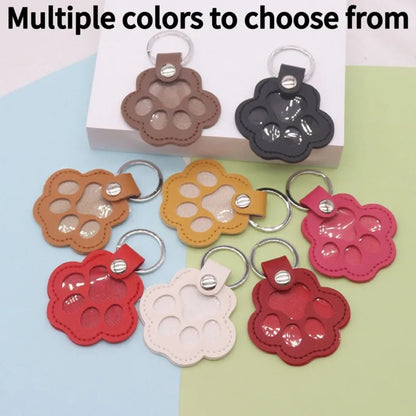 Leather Memorial Pet Hair Storage Bag Cat Paw Keychain DIY Homemade Pet Memorial Keychain for Commemorative Gift Bag Wallet