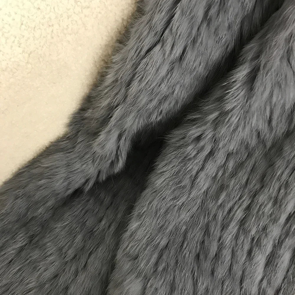 2024 Short Rabbit Fur Coat for Women Autumn Winter New Encrypted Thickened Handmade Double-sided Woven Hooded Korean Style