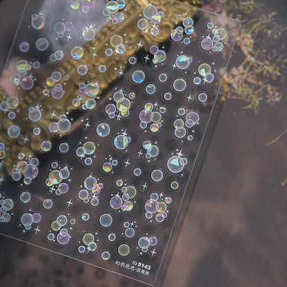 Colorful Water Bubble 5D Nail Art Stickers Goldfish Koi carp Dreamy Polarized Dreamlike Self Adhesive Delicate Manicure Decals