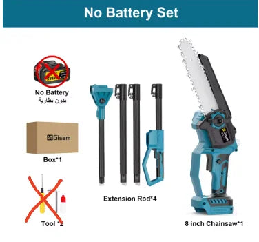 Gisam 2in1 Brushless Telescoping Pole Electric Chainsaw Cordless Garden Pruning Tool High Branch Saw for Makita 18V Battery Pin