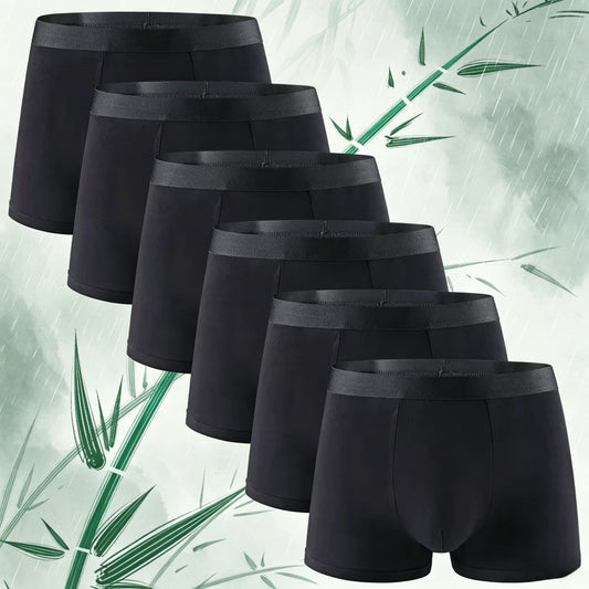 6 Pieces Bamboo Fiber Men's Underwear Solid Color Simple Men Boxer Shorts High Quality Fabric Knickers Soft Breathear Panties