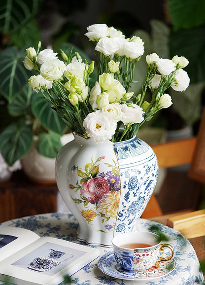 Splicing Light Luxury Antique Style Ceramic Vase Creative European Vintage Flower Vase Arrangement Living Room Desktop Ornaments