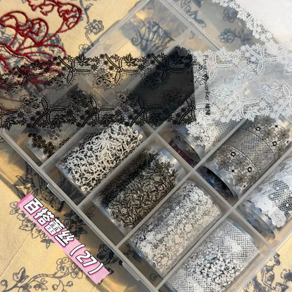 10Rolls Plaid Thousand-Bird Bow  Stars Nail Foils Transfer Paper  Nail Art Stickers  Manicure Set Decal  Nails Decoration