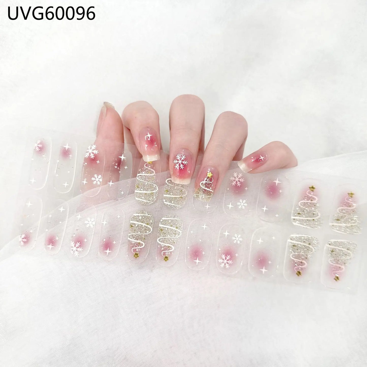20/22Tips UV Semi cured Gel Nail Stickers Waterproof Long Lasting Full Gel Nail Wraps Press On Nail Decal DIY Manicure