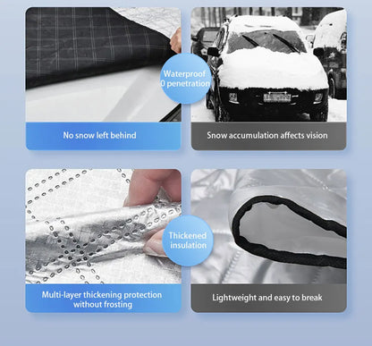 SEAMETAL Upgraded Car Window Snow Cover Large Size Windshield Snow Shield with Hood Cover Universal for Sedan Suv Hatchback
