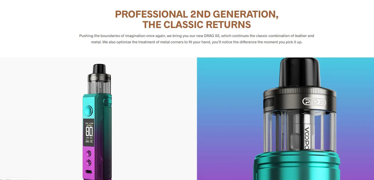 Original VOOPOO Drag X2 Kit 80W DTL Vape fit 18650 Battery 5ML PnP X Pod Cartridge PnP X Coil Electronic Cigarette Vaporizer
