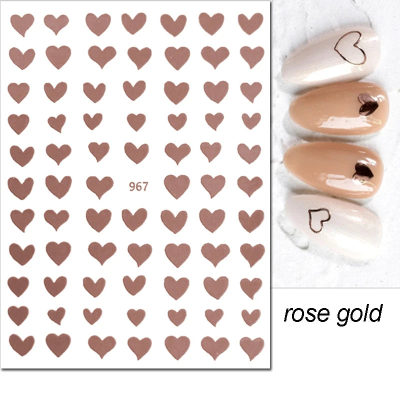 3d Nail Art Stickers Red Black White Love Hearts Stars Clouds French Full Tips Adhesive Nail Decals Slider For Manicure