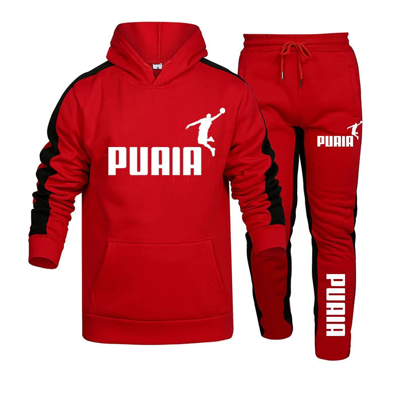 Autumn Winter Popular Mens Tracksuit Hooded Sweatshirts+Jogging Pants Set Daily Gym Outfits Casual Sports High Street Clothing
