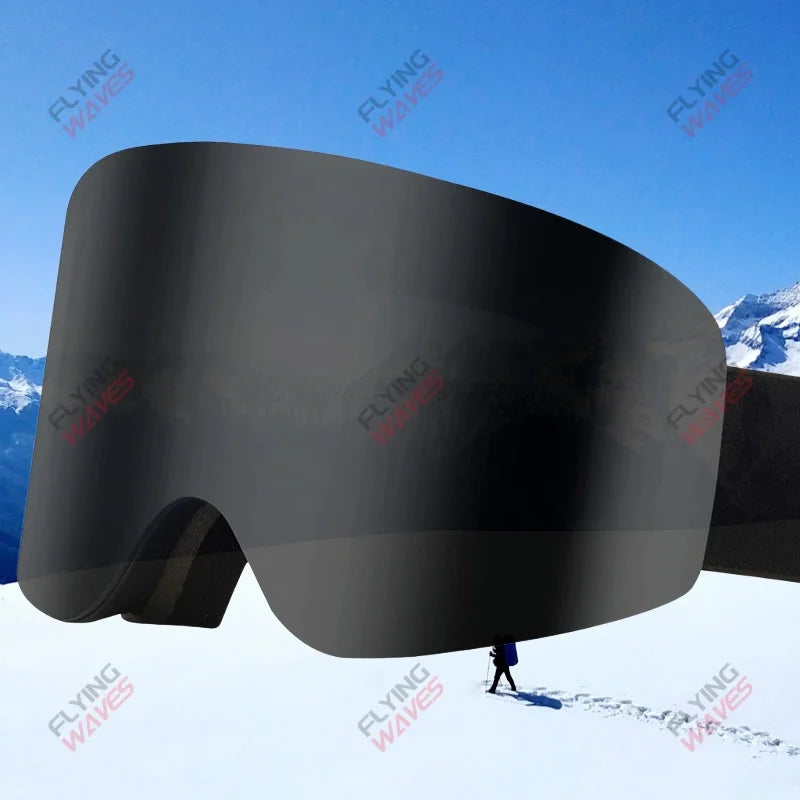 Professional Ski Goggles Adult Frameless Snow Goggles 100% UV400 Anti-Fog Magnetic Replaceable Lenses Snowboard Goggles