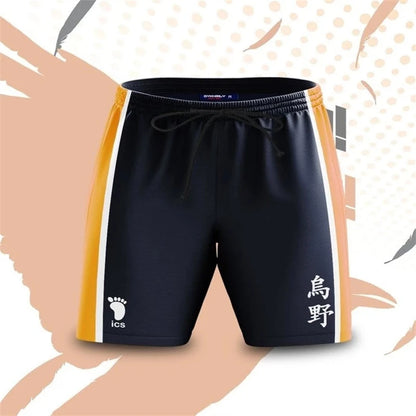 Summer Vacation Men's Cartoon Anime Haikyuu Print Drawstring Waist Board Shorts Fashion 3D Print Breathable Kids Street Shorts