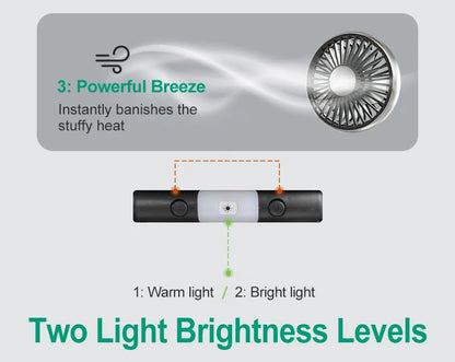 EAFC 3-speed Car Seat Back Cooling Fan USB Charge Dual Head Fan LED Lighting 360 Degree Rotation Neck Cooler for Home Use Travel