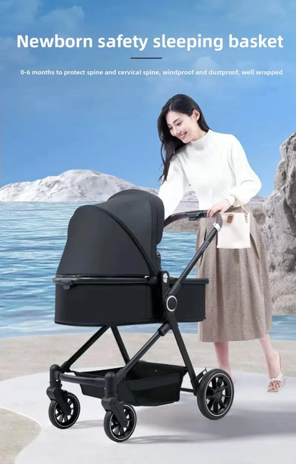 Portable pet stroller, dual-mode stroller that can carry both pets and babies at the same time, multifunctional and foldable,  pet carrier