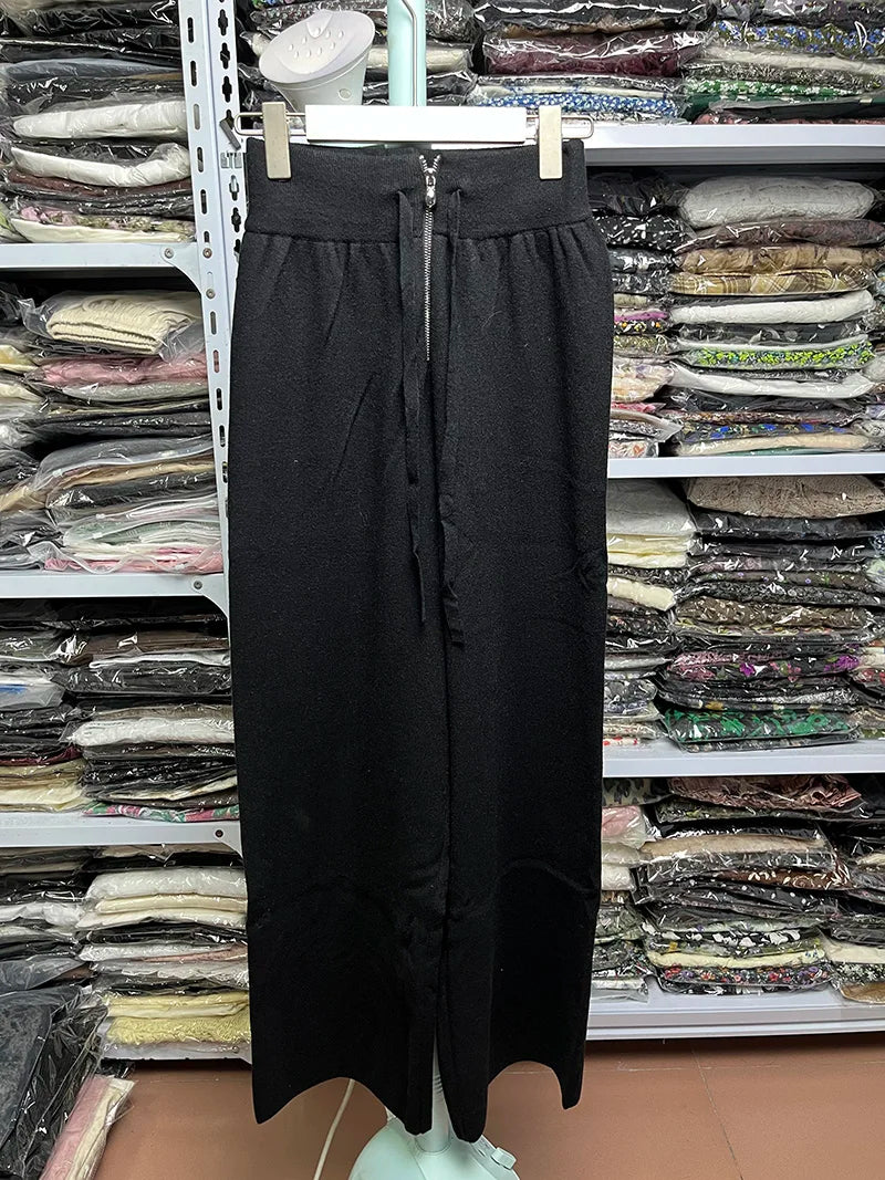 Autumn Winter Casual Long Pants High Waist Wide Leg Pants Thickened Fleece Versatile Style for Women's Casual Wear