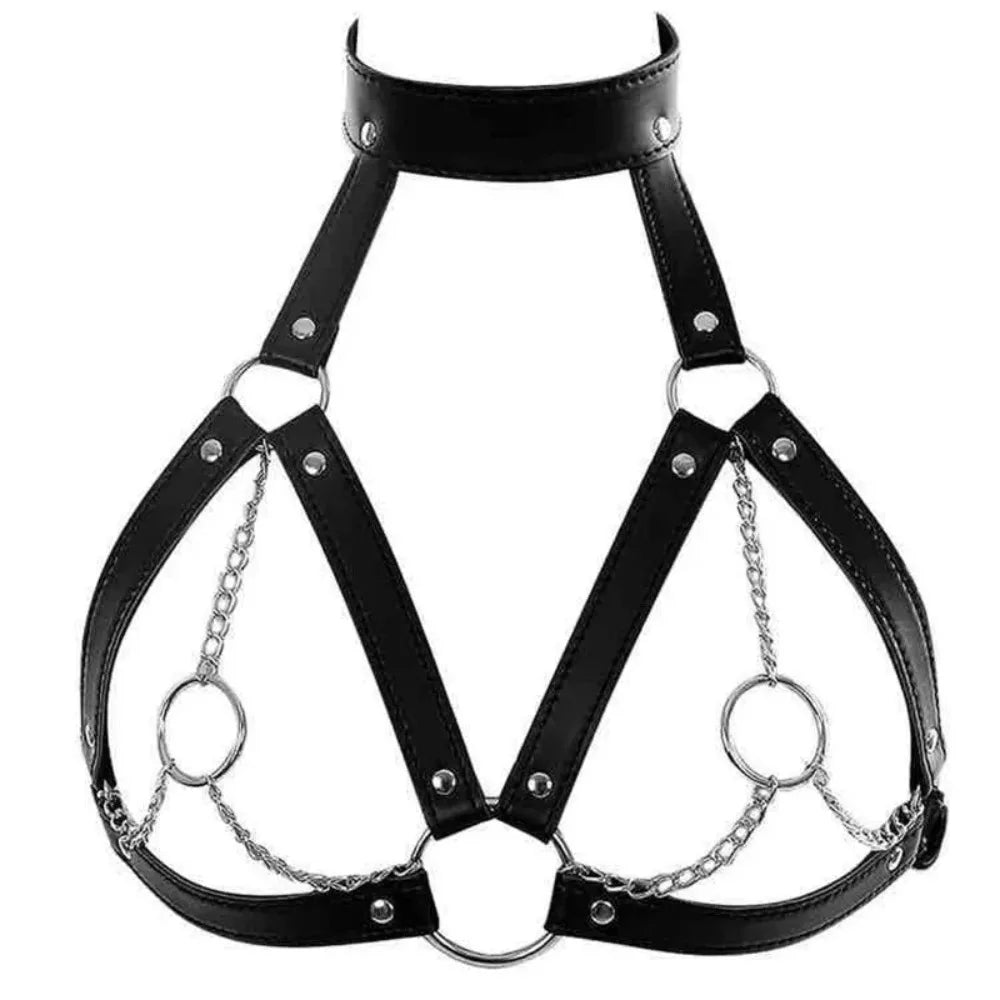 Women's Sensual Leather Body Harness Gothic Fetish Lingerie BDSM Restraint Straps Adult Sex Accessory