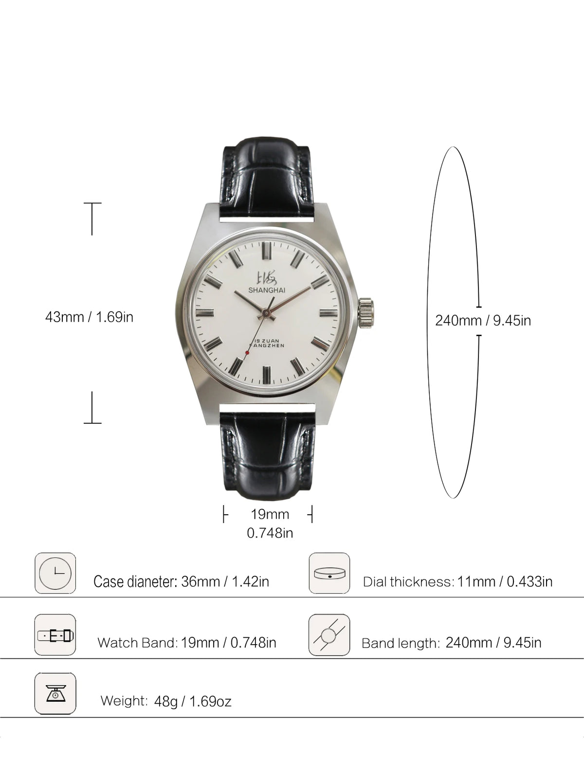 Shanghai Watch Vintage Collector Timepiece Gift for Gentlemen Wholesale Drop Shipping  Men's Manual Mechanical Watches