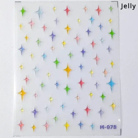 1 piece  5D silver nail stickers metal mini star nail art stickers high quality exquisite decals self-adhesive nail art stickers